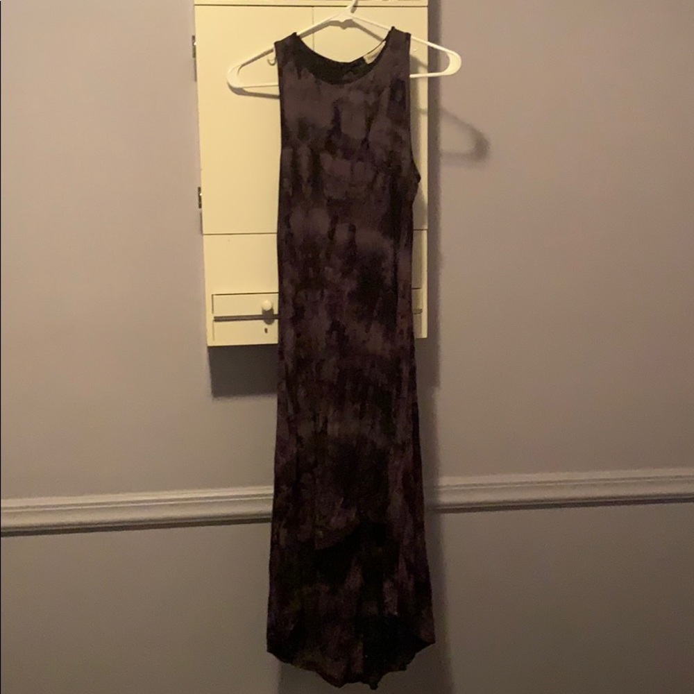 short to long sleeveless dress tie dye dress